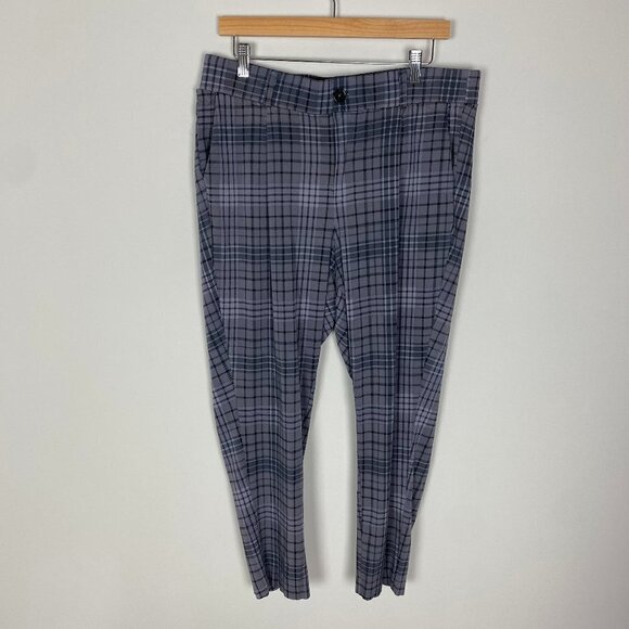 Torrid Plaid Challis Pants Pull On Elastic Waist Grey Tapered Womens 14 - Picture 1 of 7